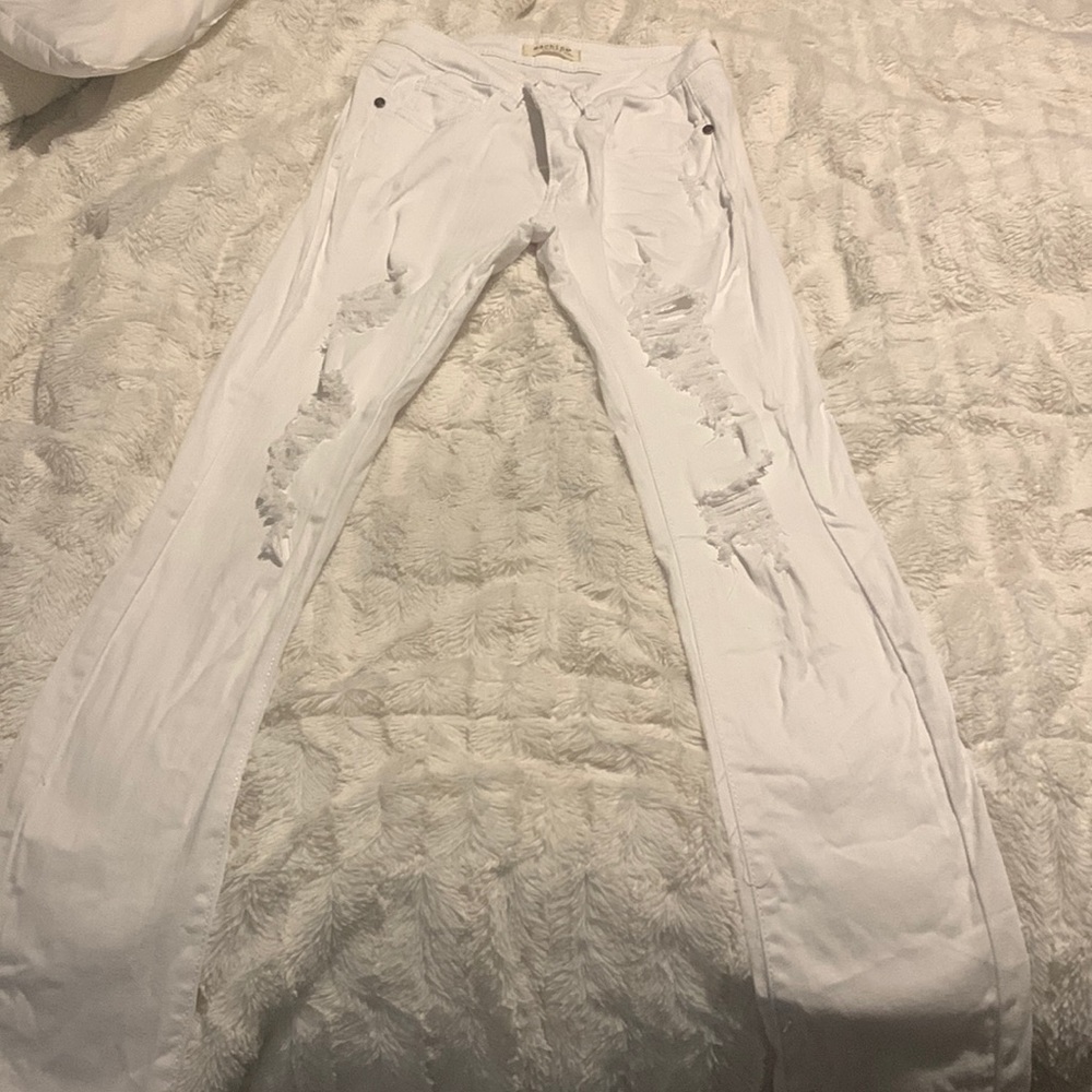 White distressed womens jeans size 28 skinny tapered and mid rise